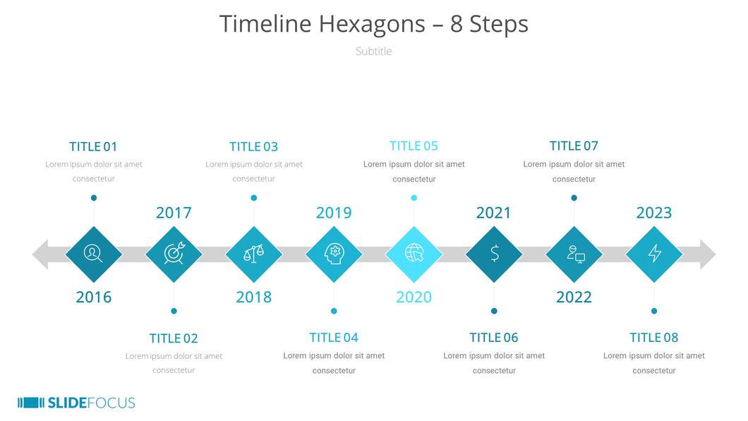 Timeline Hexagons 8 Steps