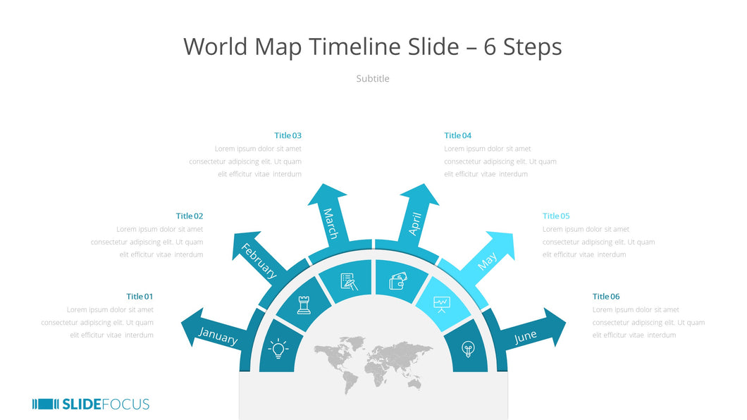 World Map Timeline Slide 6 Steps