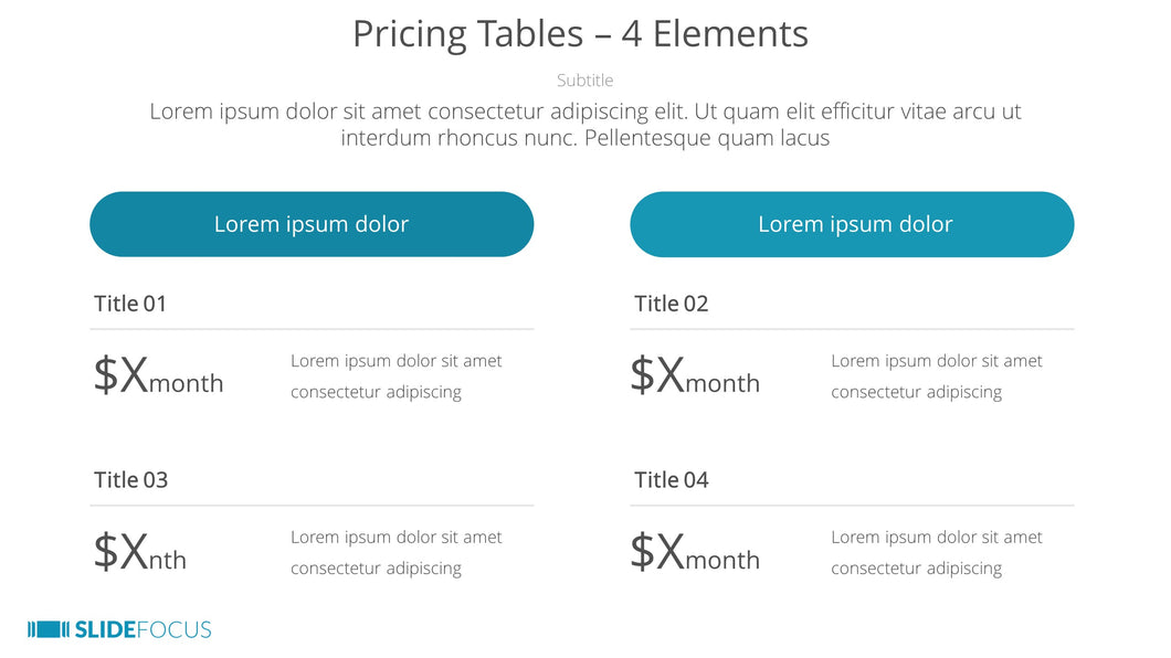 Pricing Tables 4 Elements