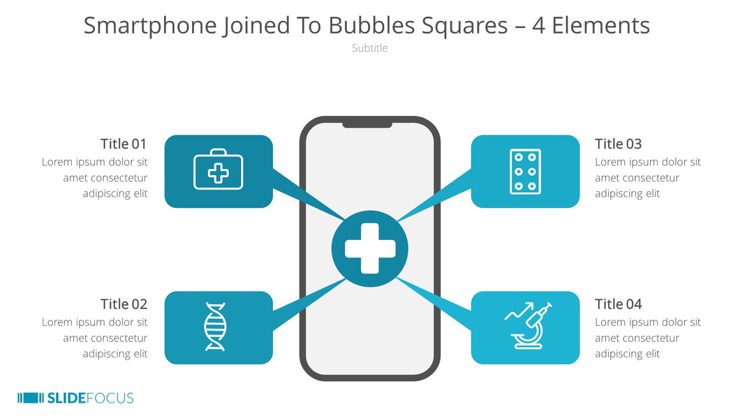 Smartphone Joined To Bubbles Squares 4 Elements