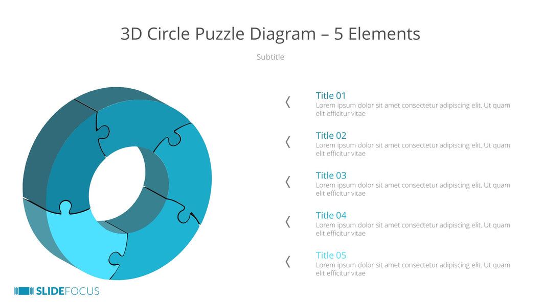 3D Circle Puzzle Diagram 5 Elements