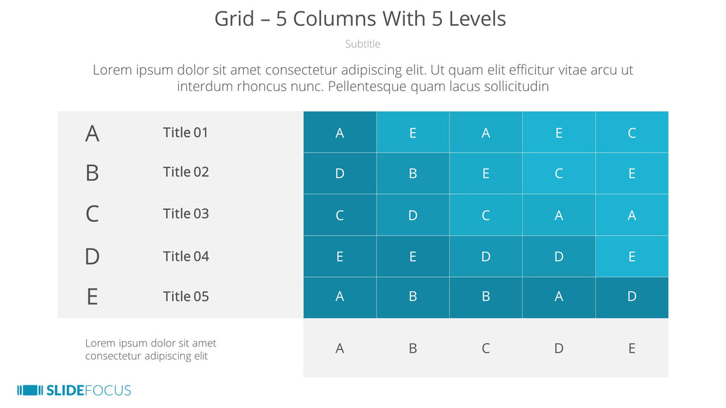 Grid 5 Columns With 5 Levels