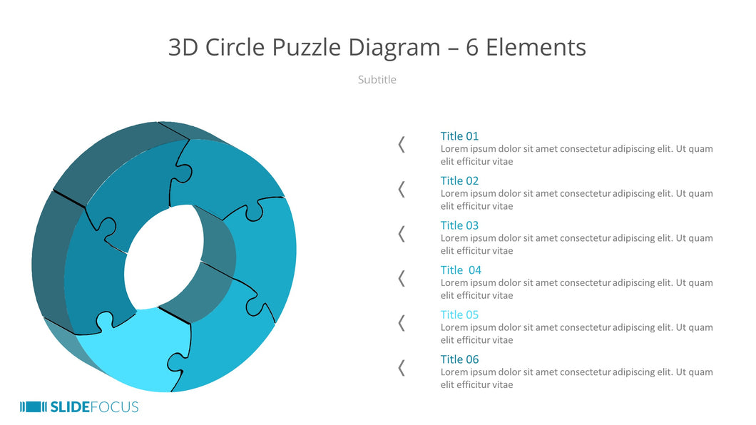 3D Circle Puzzle Diagram 6 Elements