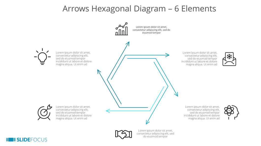 Arrows Hexagonal Diagram 6 Elements
