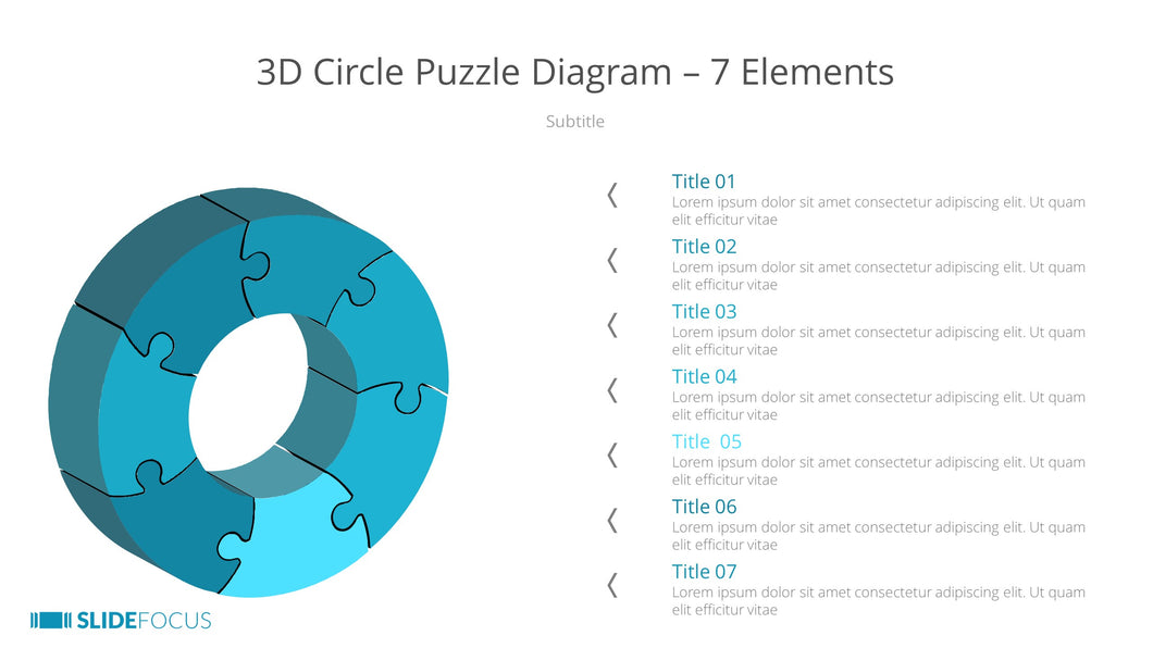 3D Circle Puzzle Diagram 7 Elements