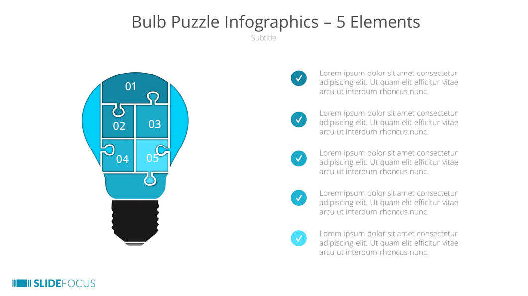 Bulb Puzzle Infographics 5 Elements