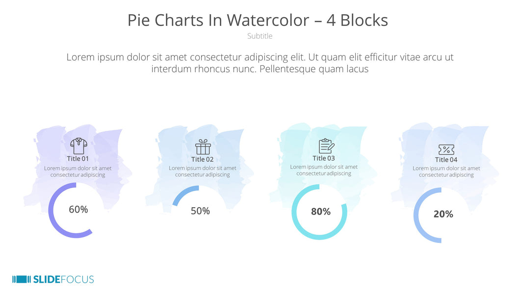 Pie Charts In Watercolor 4 Blocks