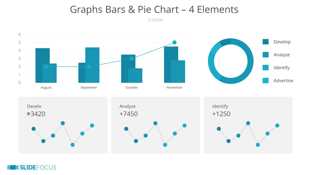 Graphs Bars Pie Chart 4 Elements