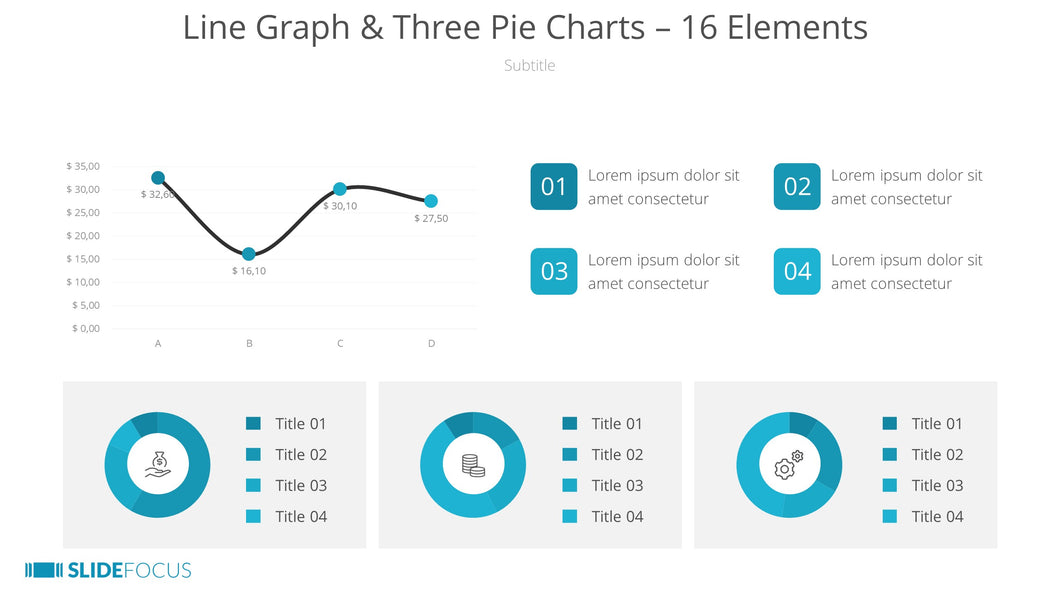 Line Graph Three Pie Charts 16 Elements