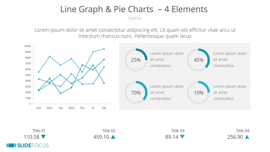 Line Graph Pie Charts 4 Elements