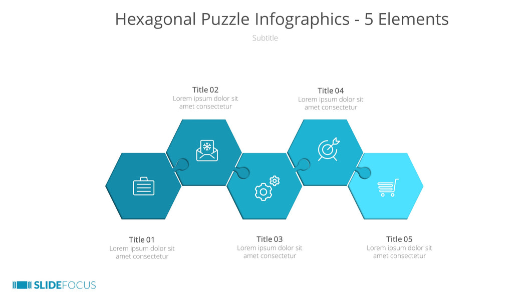 Hexagonal Puzzle Infographics 5 Elements