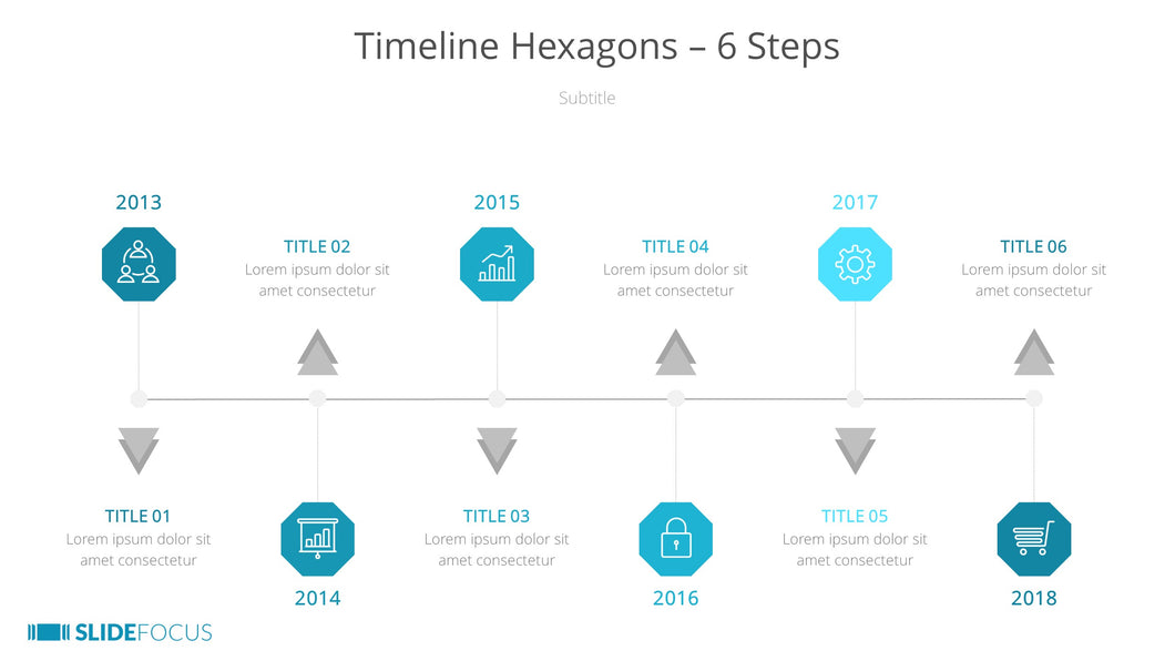 Timeline Hexagons 6 Steps